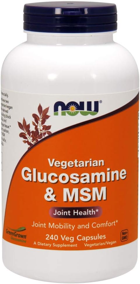 NOW Supplements, Glucosamine & MSM (GreenGrown® Glucosamine), Vegetarian, 240 Veg Capsules