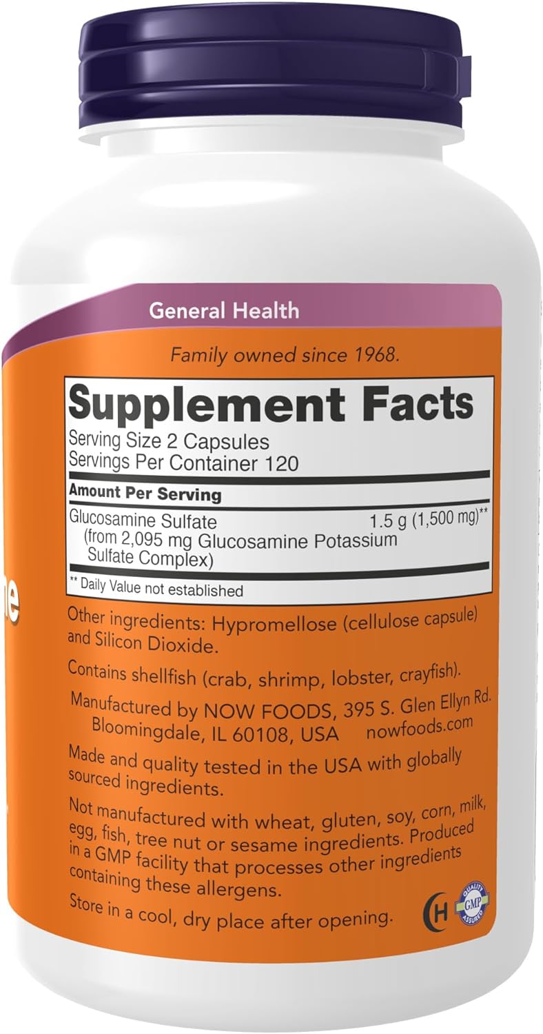 NOW Supplements, Glucosamine Sulfate 750 mg, with UL Dietary Supplement Certification, 240 Veg Capsules