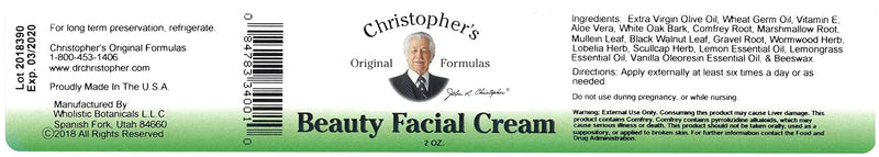 Christopher's Formulas Beauty Facial Cream, 2 Ounce