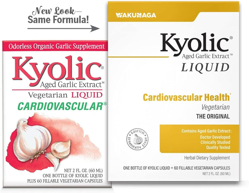 Kyolic Aged Garlic Extract Liquid Vegetarian Cardiovascular, 2 Ounce Bottle Plus 60 Refillable Capsules (Packaging May Vary)