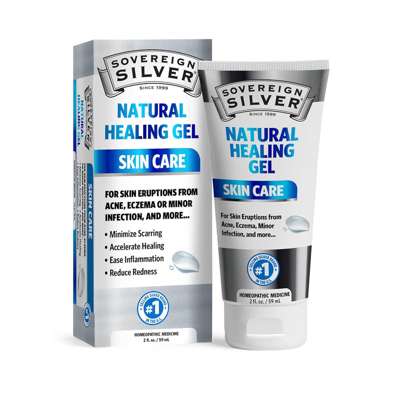 Sovereign Silver Natural Healing Gel - Skin Care for Healing, Redness Reduction, Minimizing Acne Scars & Easing Inflammation - 2oz