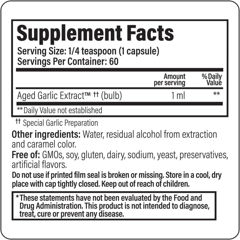 Kyolic Aged Garlic Extract Liquid Vegetarian Cardiovascular, 2 Ounce Bottle Plus 60 Refillable Capsules (Packaging May Vary)