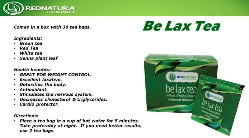 Be Lax Tea Weight Loss Supplement - Red Natura Mexican Version - 30 Day Supply