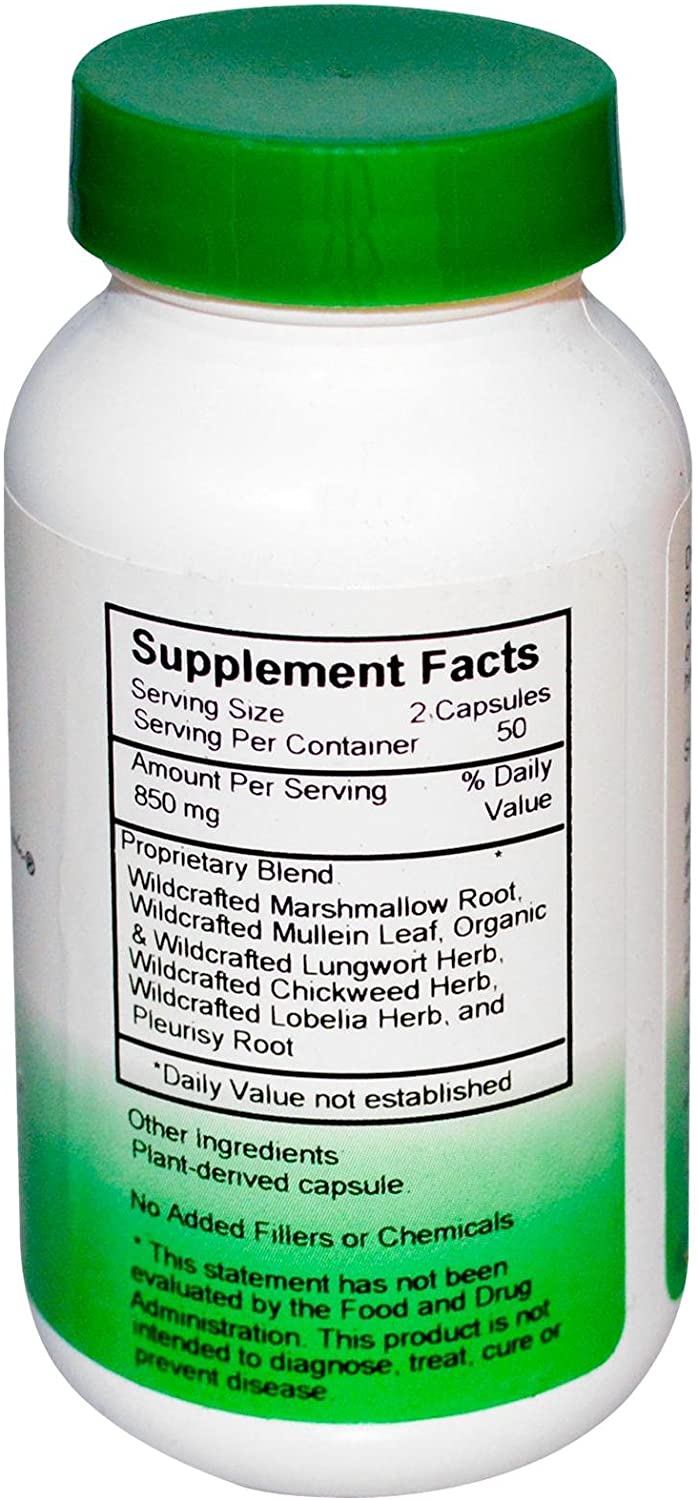 Dr. Christopher's Unisex Lung & Bronchial Formula Vegetarian Capsules 100 Count 425mg Each